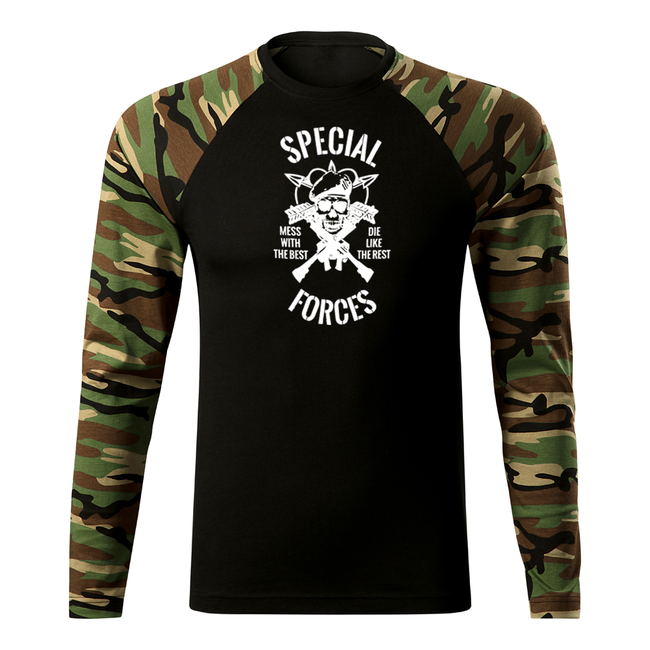 DRAGOWA Fit-T t-shirt manica lunga forze speciali, woodland 160g/m2