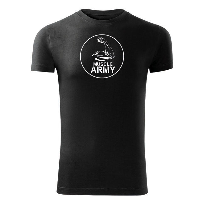 DRAGOWA Maglietta fitness muscle army biceps, nera 180g/m2