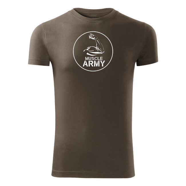 DRAGOWA Maglietta fitness muscle army bicipiti, oliva 180g/m2