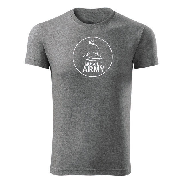 DRAGOWA Maglietta fitness muscle army bicipiti, grigio 180g/m2