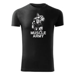DRAGOWA t-shirt fitness muscle army man 180 g/m², nero