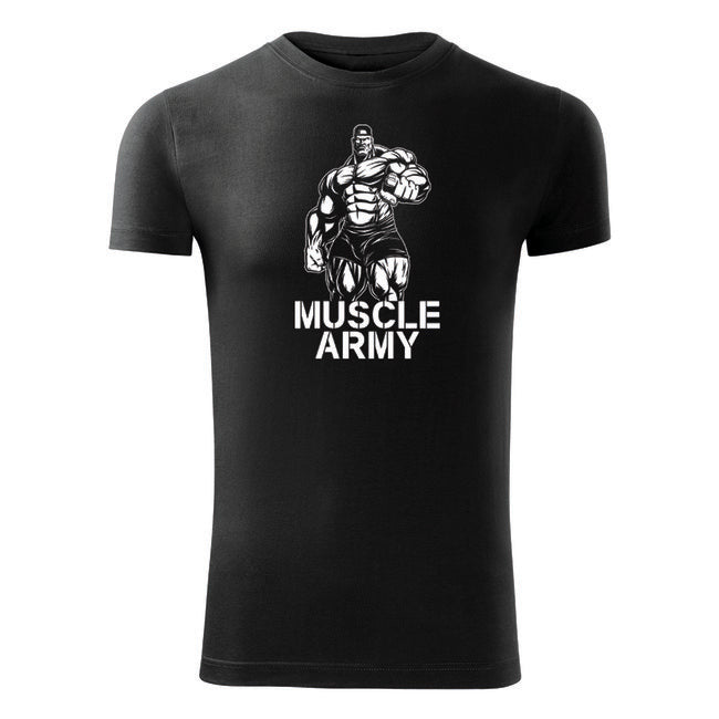 DRAGOWA Muscle Army Man maglietta fitness 180g/m2, nera