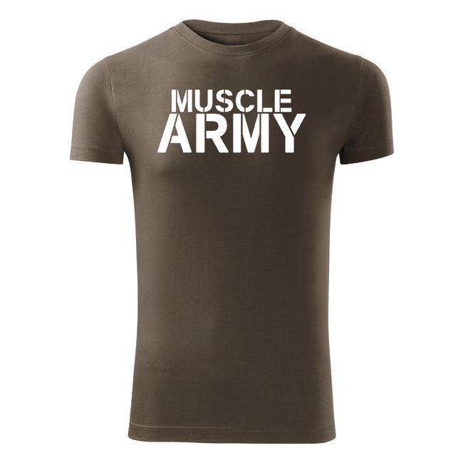 DRAGOWA Maglietta fitness muscle army, oliva 180g/m2