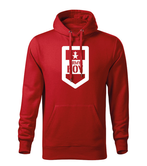 DRAGOWA Felpa con cappuccio da uomo, ragazzo dell'esercito, rossa 320g/m2