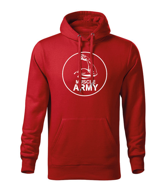 DRAGOWA Muscle Army Biceps felpa con cappuccio da uomo 320g/m2, rossa