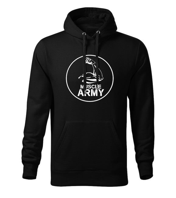 DRAGOWA Muscle Army Biceps felpa con cappuccio da uomo, nera 320g/m2