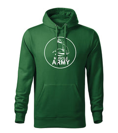DRAGOWA felpa con cappuccio da uomo muscle army biceps 320 g/m², verde