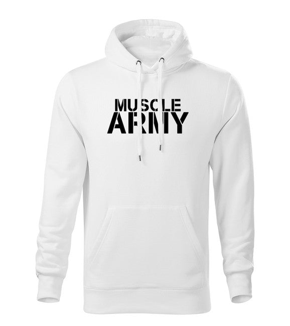 DRAGOWA Muscle Army felpa con cappuccio da uomo, bianca 320g/m2