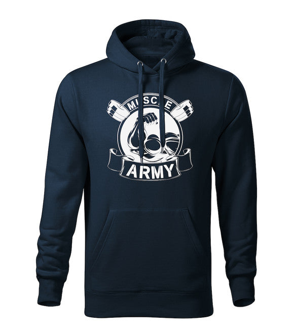DRAGOWA Muscle Army Original felpa con cappuccio uomo, blu scuro 320g/m2