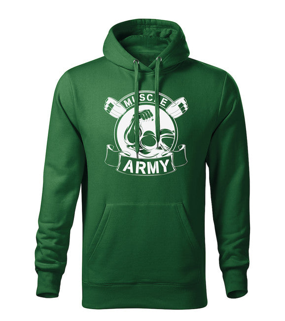DRAGOWA Muscle Army Felpa con cappuccio uomo original, verde 320g/m2