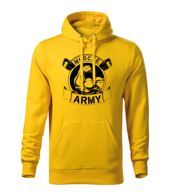 DRAGOWA Muscle Army Original felpa con cappuccio uomo giallo 320g/m2