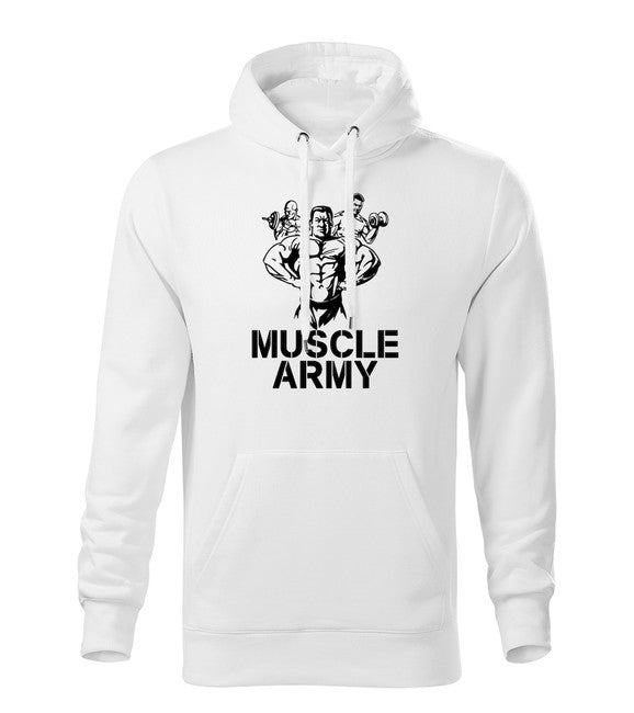 DRAGOWA Muscle Army Team felpa con cappuccio uomo 320g/m2, bianca