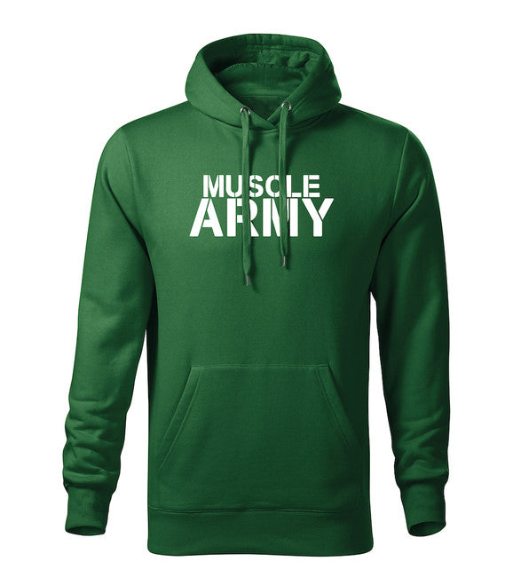 DRAGOWA Muscle Army felpa con cappuccio da uomo, verde 320g/m2
