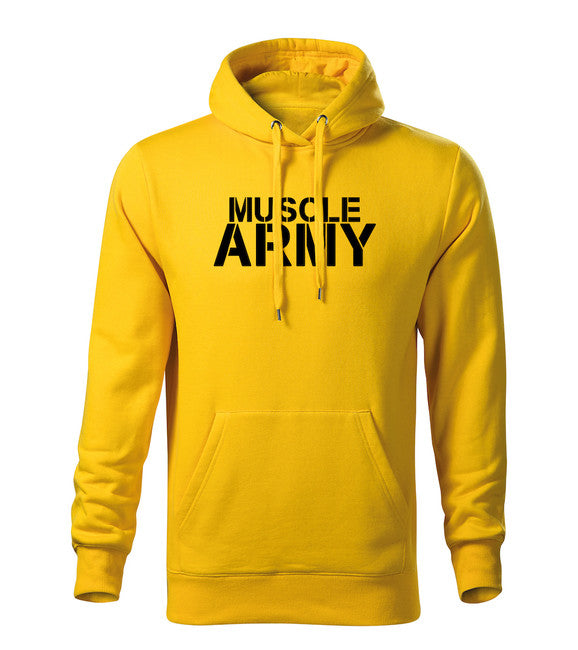 DRAGOWA Muscle army felpa con cappuccio da uomo giallo 320g/m2