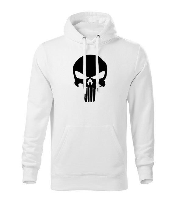DRAGOWA Punisher felpa con cappuccio da uomo, bianca 320g/m2