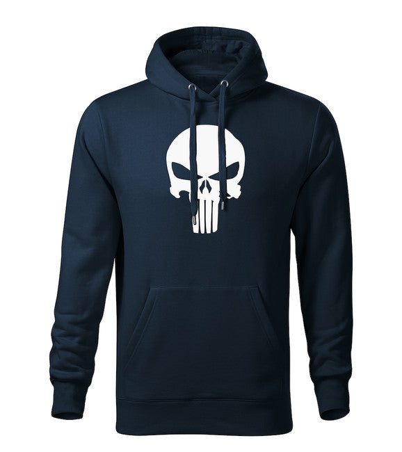 DRAGOWA Punisher felpa con cappuccio da uomo, blu scuro 320g/m2