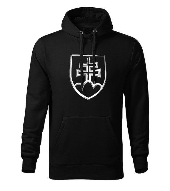 DRAGOWA Felpa con cappuccio da uomo con emblema slovacco, nera 320g/m2