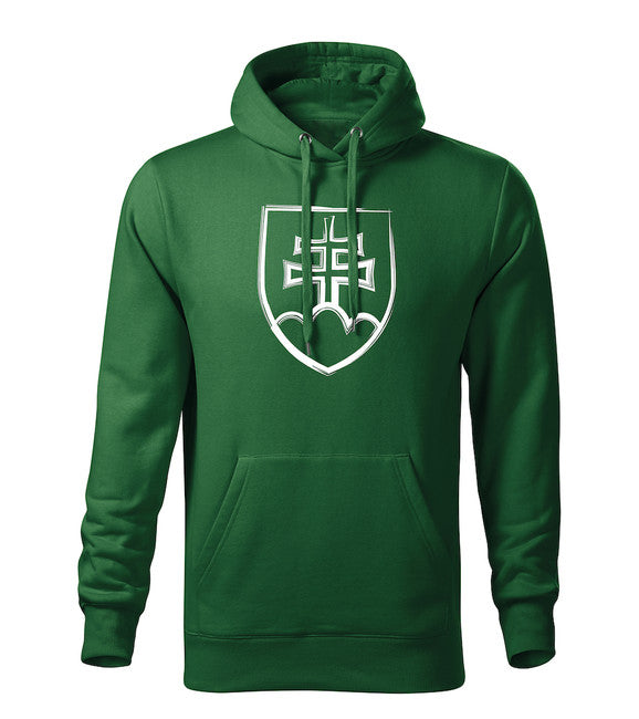 DRAGOWA Felpa con cappuccio da uomo con emblema slovacco, verde 320g/m2