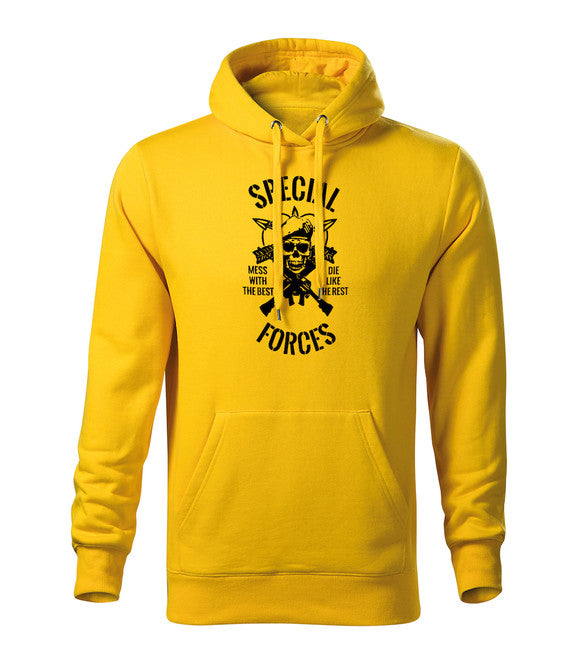DRAGOWA Felpa con cappuccio da uomo special forces, gialla 320g/m2