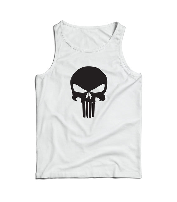 DRAGOWA Punisher canottiera da uomo 160g/m2, bianca