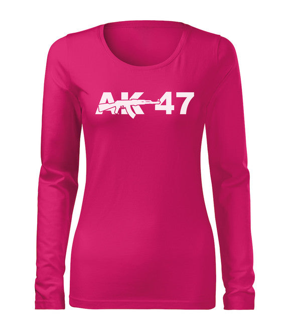 DRAGOWA AK-47 slim t-shirt donna a maniche lunghe 160g/m2, rosa