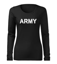 DRAGOWA Slim t-shirt a maniche lunghe da donna army 160 g/m², nero