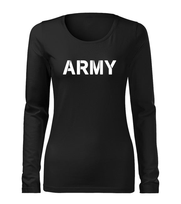 DRAGOWA Slim maglietta militare a maniche lunghe da donna, nero 160g/m2