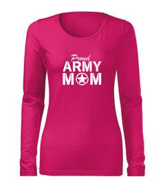 DRAGOWA Slim ženska army mom majica z dolgimi rokavi 160 g/m², roza