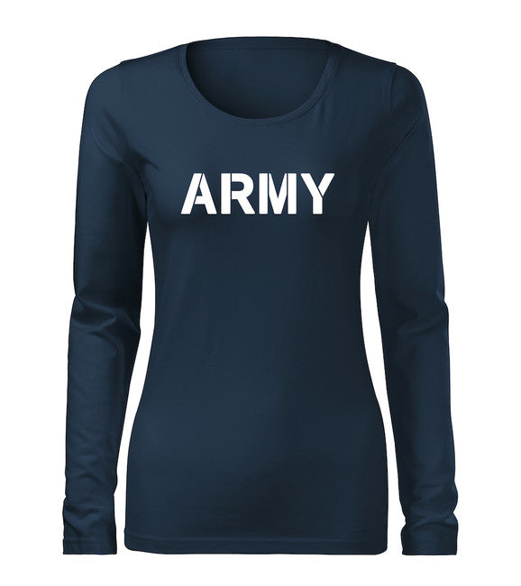 DRAGOWA Slim maglietta militare a maniche lunghe da donna 160g/m2, blu scuro