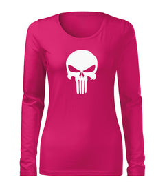 DRAGOWA Slim t-shirt a maniche lunghe da donna Punisher 160 g/m², rosa