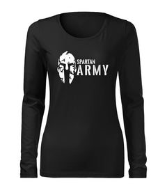 DRAGOWA Slim t-shirt a maniche lunghe da donna Spartan army 160 g/m², nero
