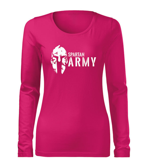 DRAGOWA Slim maglietta da donna a maniche lunghe spartan army, rosa 160g/m2