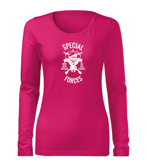 DRAGOWA Slim maglietta da donna a maniche lunghe special forces, rosa 160g/m2