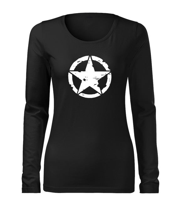 DRAGOWA Slim t-shirt donna manica lunga 160g/m2, nero