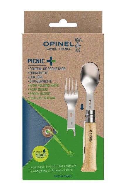 Opinel Set completo da campeggio PICNIC+ con coltello N°08, naturale