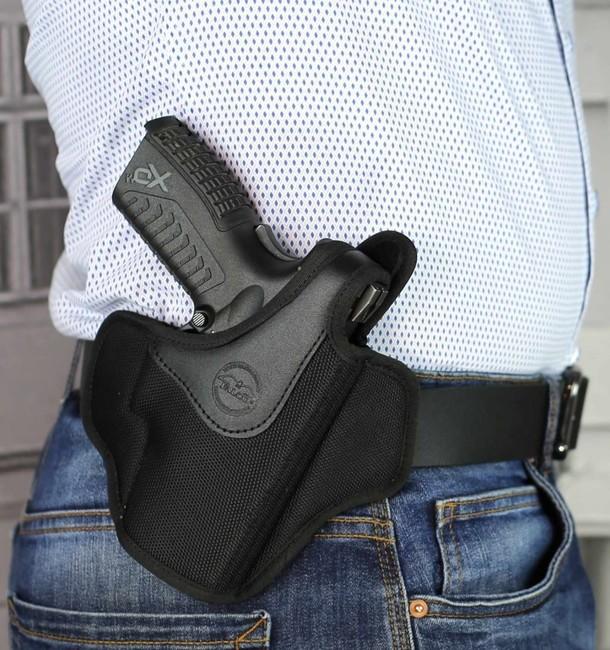 Falco Mayer OWB fondina da cintura in nylon pancake con sicura per il pollice HK P30, nera autentico