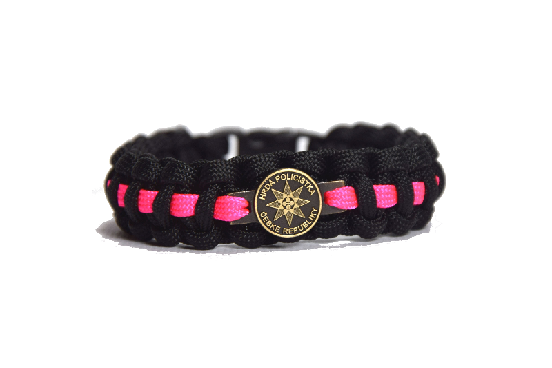 Cordell Bracciale in paracord Orgoglio poliziotta chiusura a clip larghezza 1,9 cm, rosa-nero