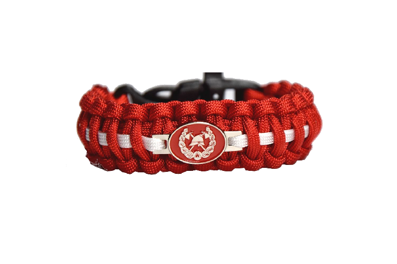 Cordell Braccialetto Paracord Pompiero Orgoglioso braccialetto paracord larghezza 2,4 cm, rosso, chiusura a clip con fischietto