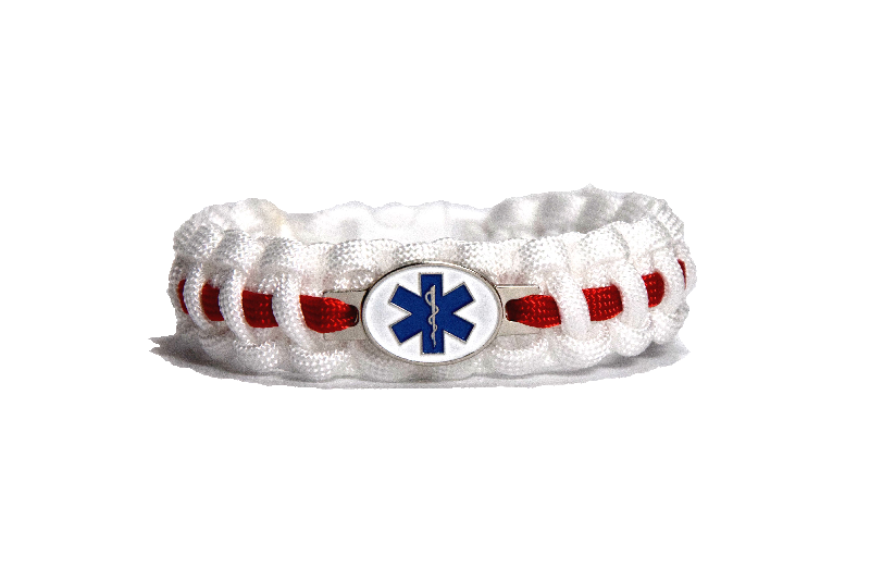 Cordell Braccialetto Paracord Proud Rescuer chiusura a clip larghezza 1,9cm, bianco-rosso