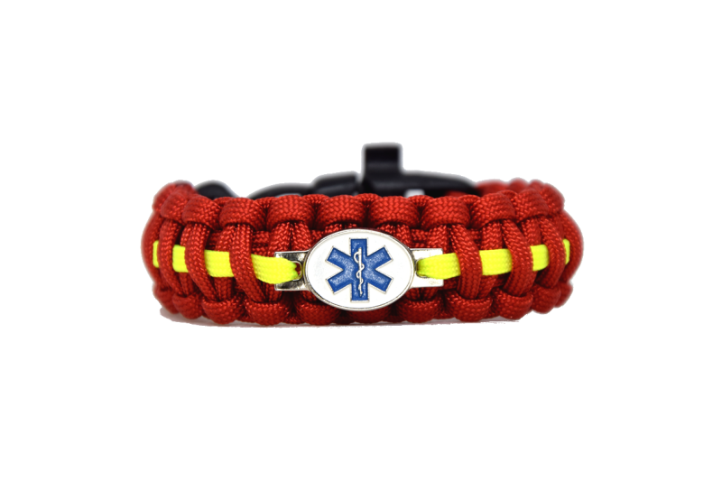 Cordell Braccialetto Paracord Orgoglioso soccorritore chiusura a clip con fischietto larghezza 2,4 cm, rosso