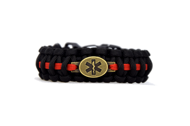 Cordell Braccialetto Paracord Medico Militare, nero, chiusura a clip larghezza 2,4cm