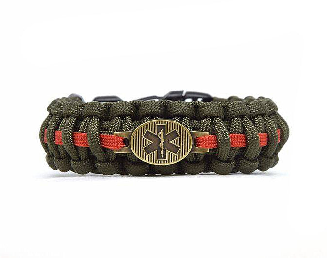 Cordell Braccialetto Paracord Soccorritore Militare chiusura a clip larghezza 2,4cm, oliva