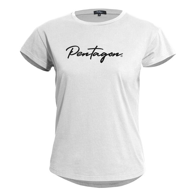 Pentagon Whisper Calligraphy maglietta corta, bianca