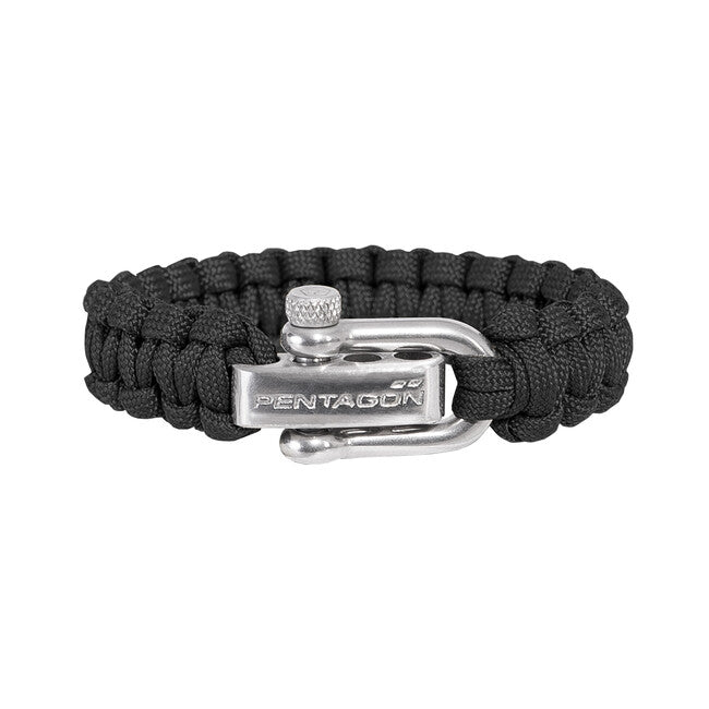 Pentagon braccialetto paracord fibbia in metallo, nero