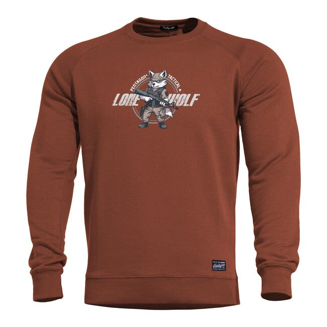 Pentagon Lone Wolf felpa senza cappuccio, rossa granata