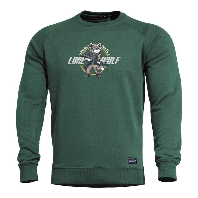 Pentagon Lone Wolf felpa da uomo senza cappuccio, springbok green