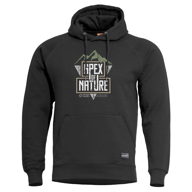 Pentagon Apex of Nature felpa con cappuccio, nera