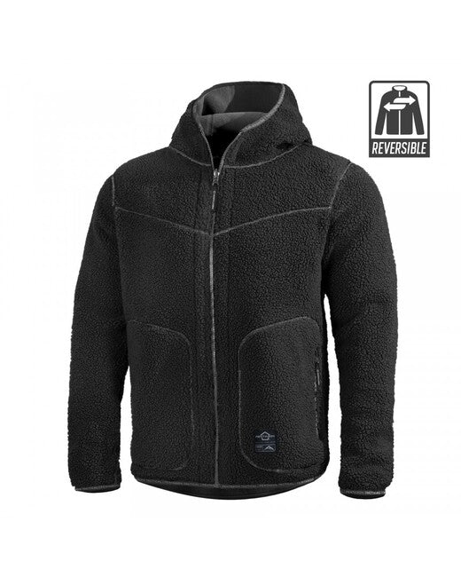Pentagon Ianos Sherpa giacca in pile da uomo reversibile, nero/grigio