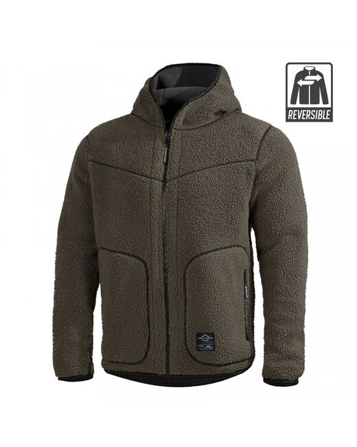 Pentagon Ianos Sherpa giacca in pile reversibile da uomo, ral7017/nero