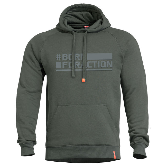Pentagon Phaeton Felpa con cappuccio Born for Action, verde mimetico